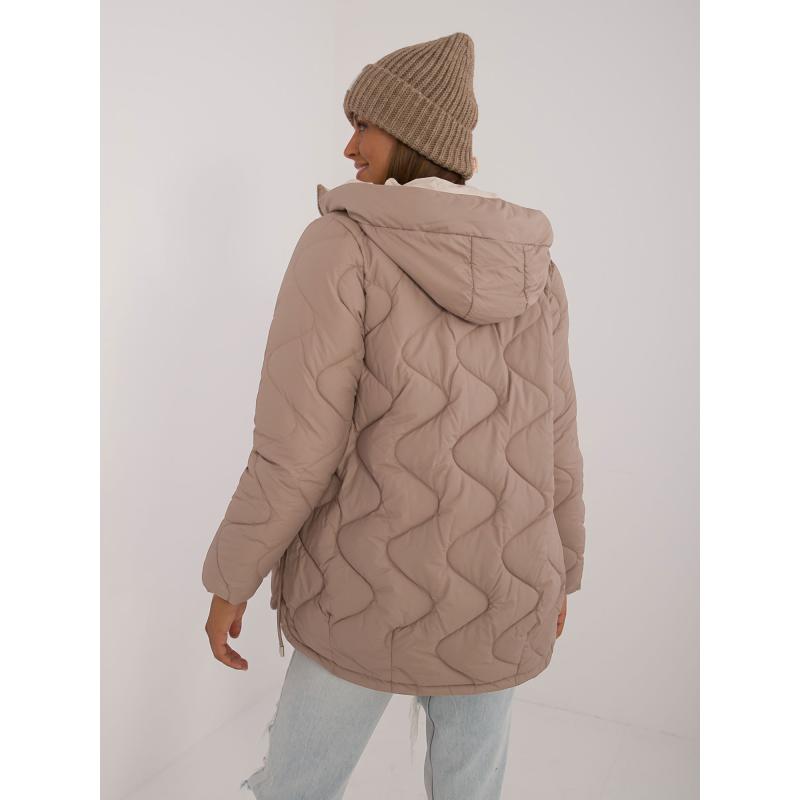 Dámska bunda s vreckami prechodná béžová