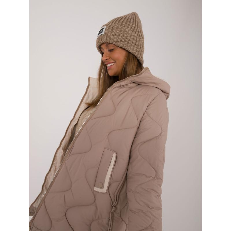 Dámska bunda s vreckami prechodná béžová