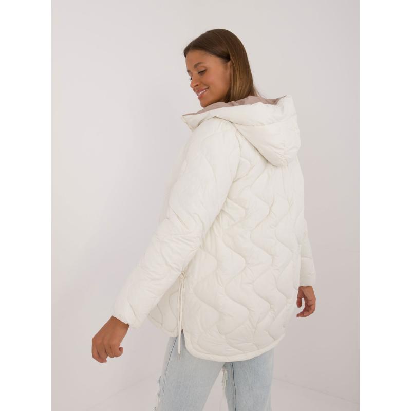 Dámska bunda s vreckami prešívaná prechodná ecru