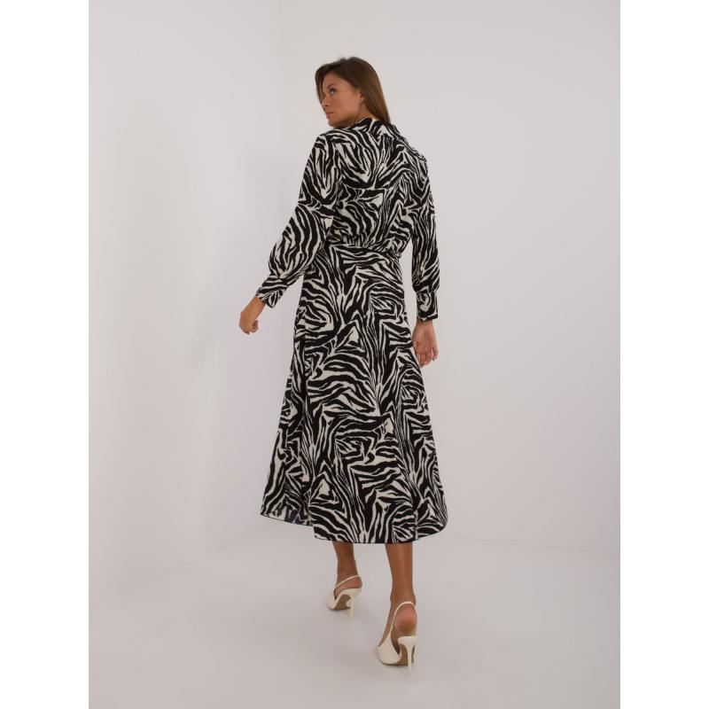 Dámský komplet se zebřím potiskem a krátkou halenkou ecru-černý 