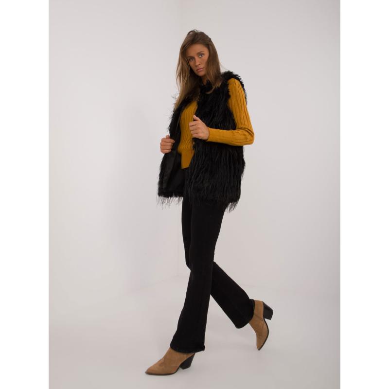Dámská vesta s podšívkou kožešinová černá 