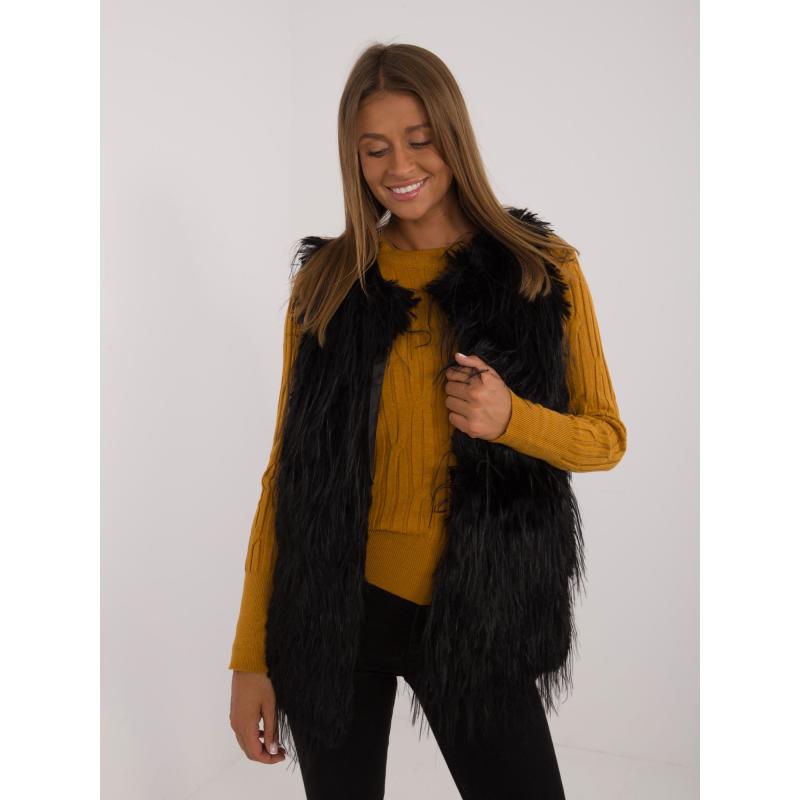Dámská vesta s podšívkou kožešinová černá 