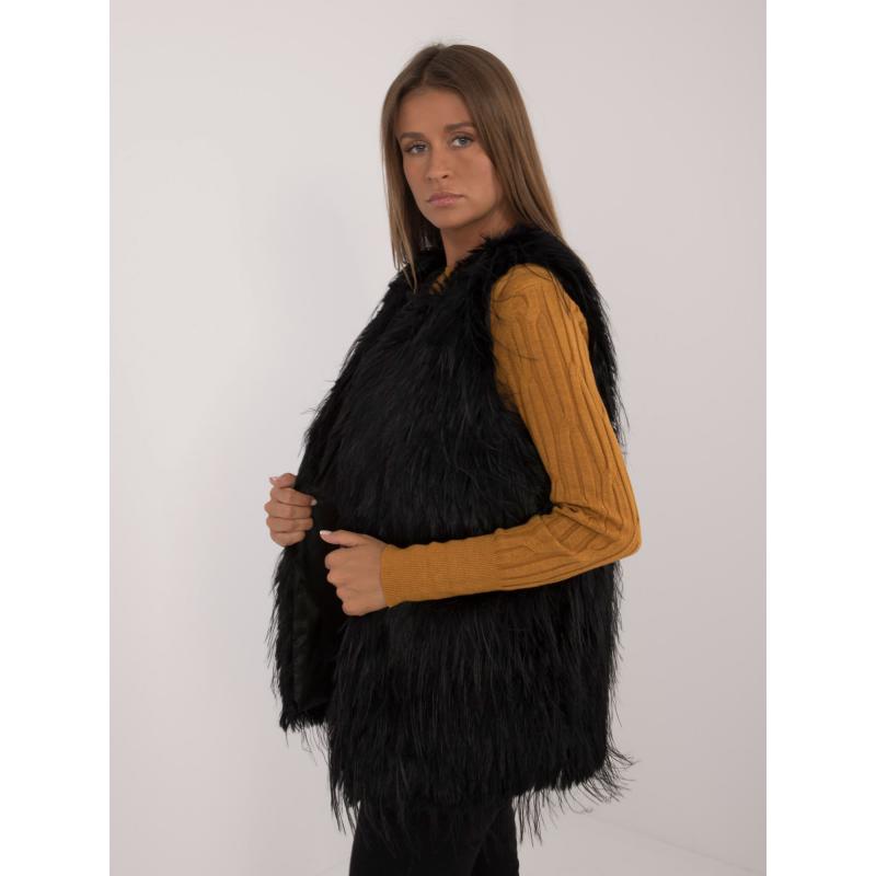 Dámská vesta s podšívkou kožešinová černá 