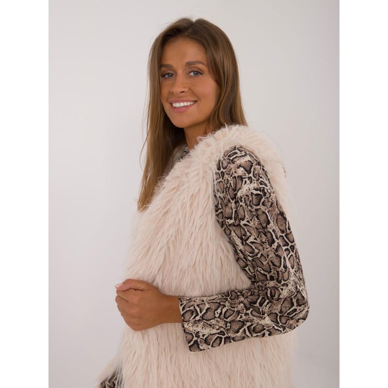 Dámská vesta kožešinová světle béžová 