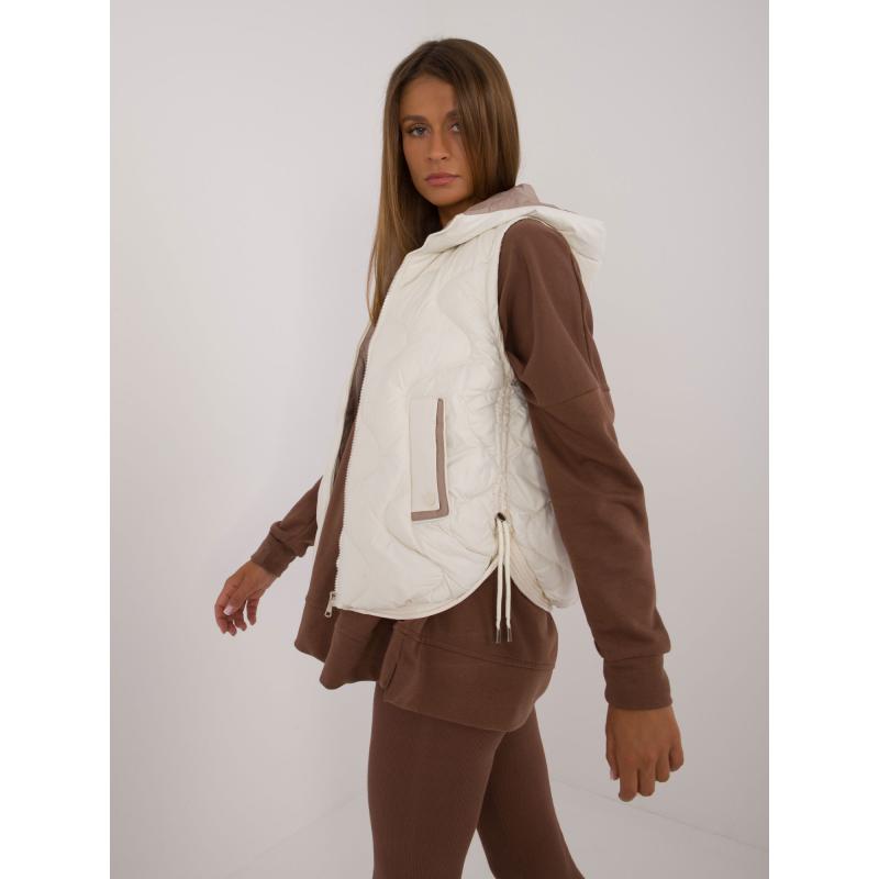 Dámska vesta s vreckami dole ecru