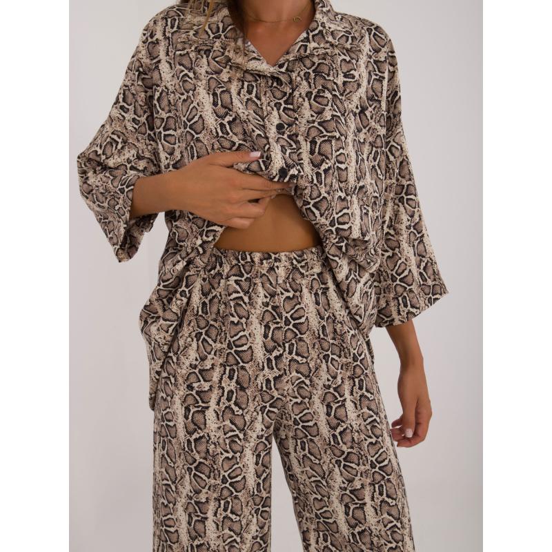 Dámský komplet se zvířecím vzorem béžový a černý 