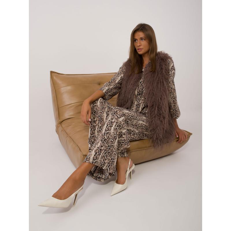 Dámský komplet se zvířecím vzorem béžový a černý 