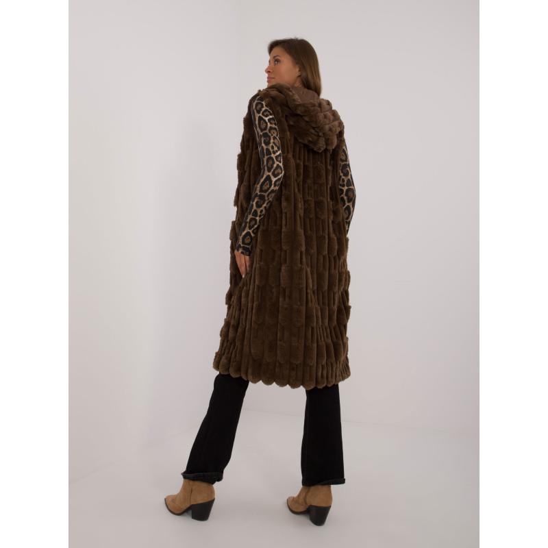 Dámská vesta s podšívkou kožešinová tmavě hnědá 
