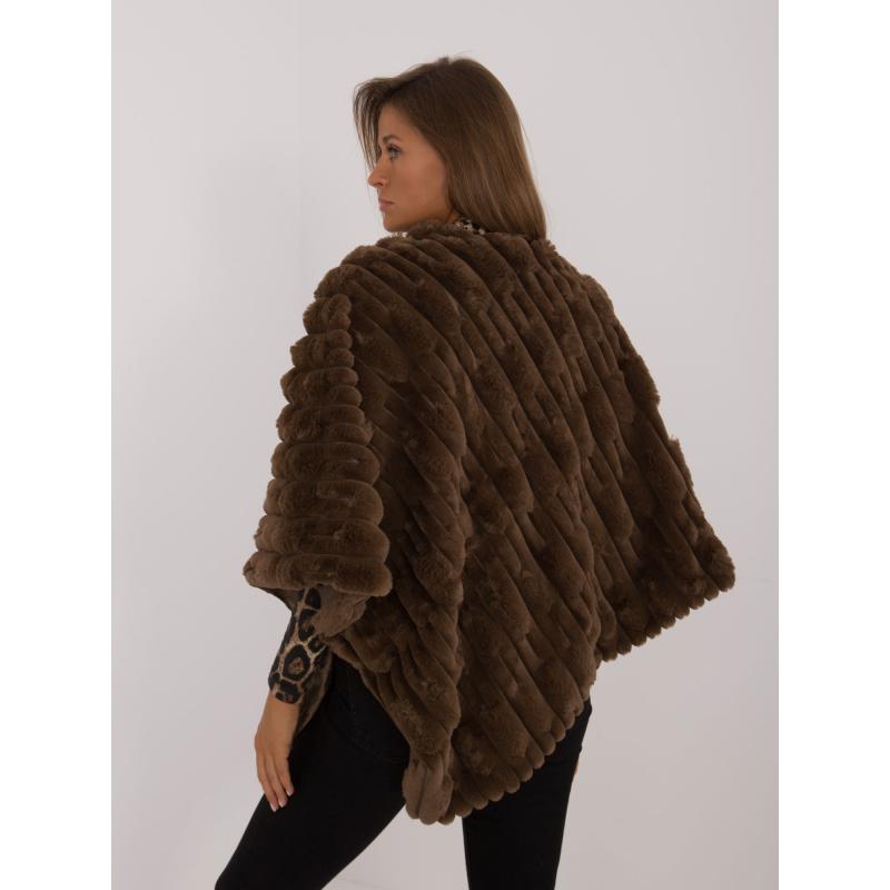 Dámské pončo z organické kožešiny tmavě hnědé 