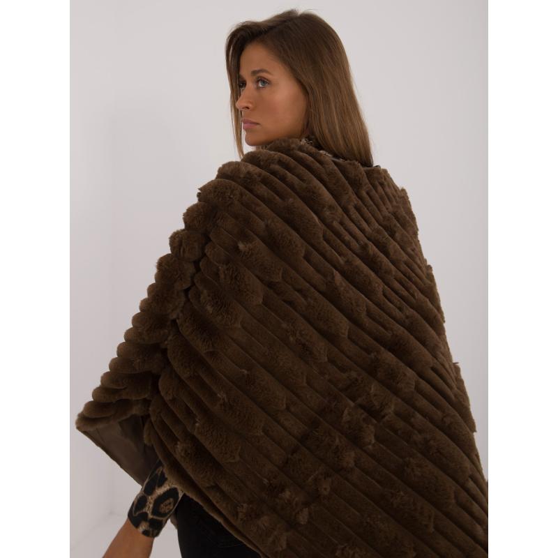 Dámské pončo z organické kožešiny tmavě hnědé 