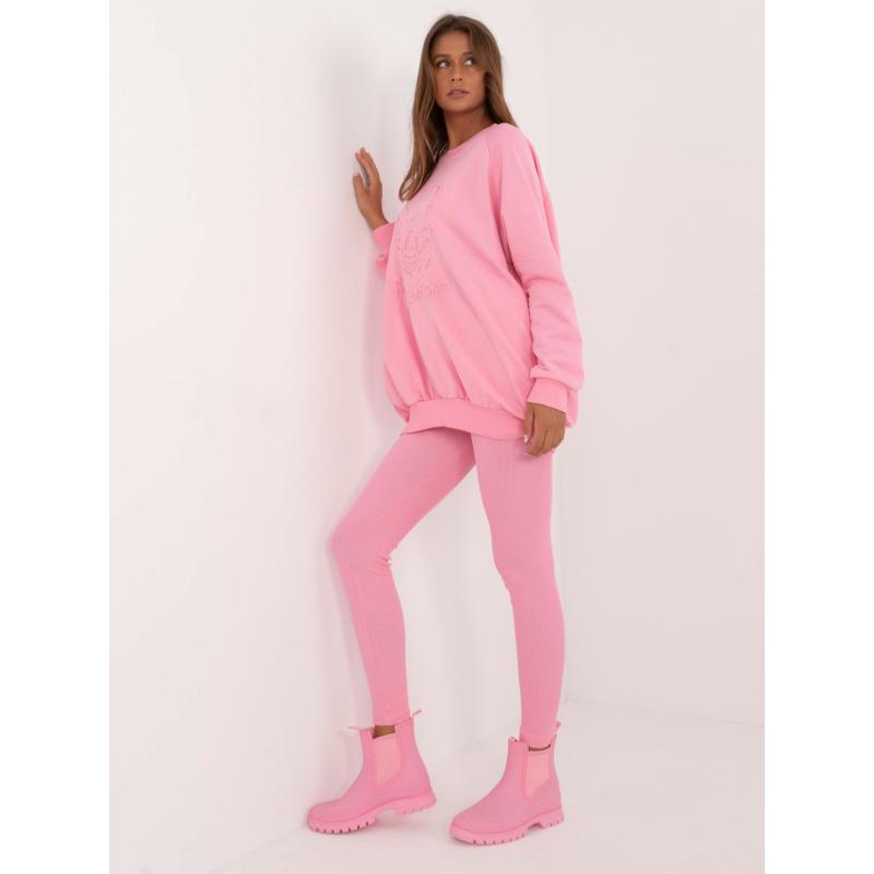 Női melegítő ruha oversize pulóverrel rózsaszínű