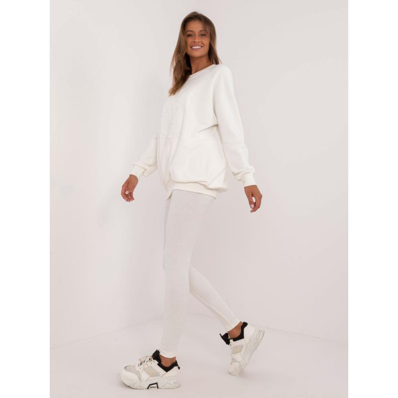 Dámská tepláková souprava s žebrovanými legínami ecru 