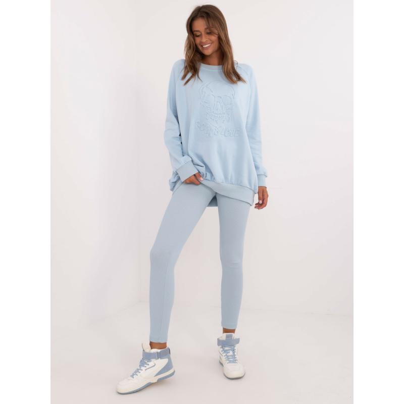 Dámská tepláková souprava s mikinou bez kapuce světle modrá
