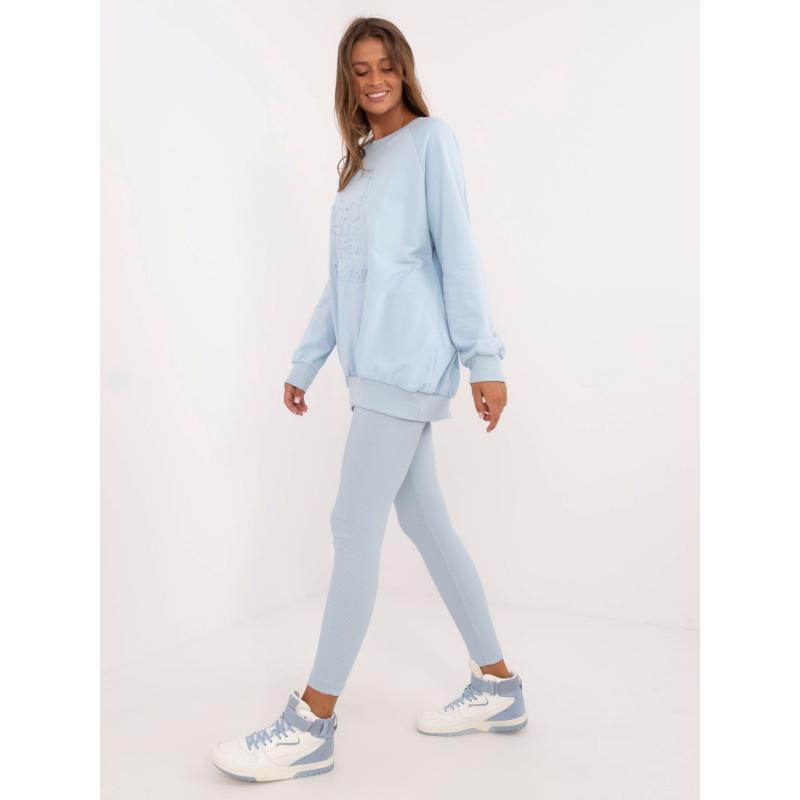 Dámská tepláková souprava s mikinou bez kapuce světle modrá