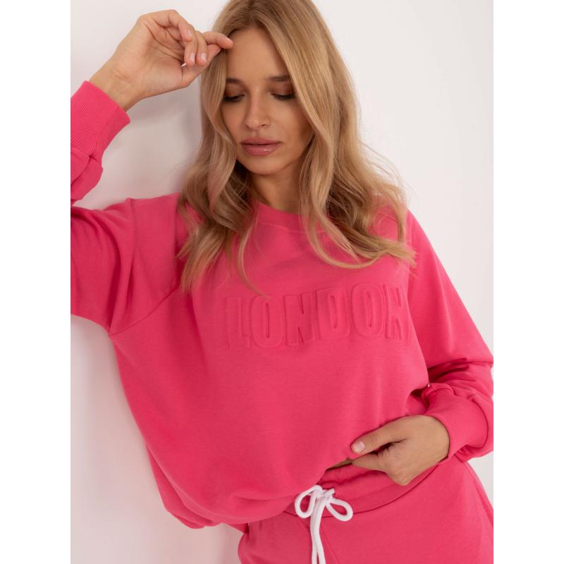 Dámská tepláková souprava s mikinou nadměrné velikosti tmavě růžová 