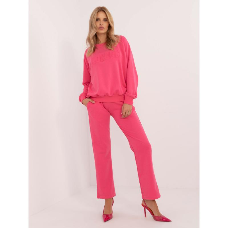 Dámská tepláková souprava s mikinou nadměrné velikosti tmavě růžová 