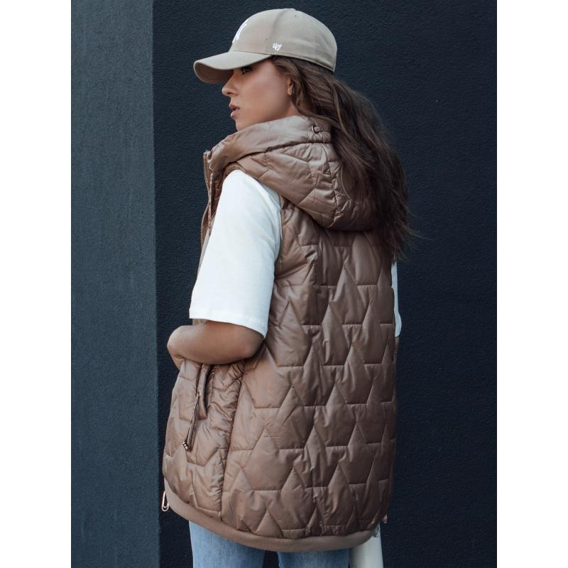 Női steppelt kapucnis mellény COLINE gold