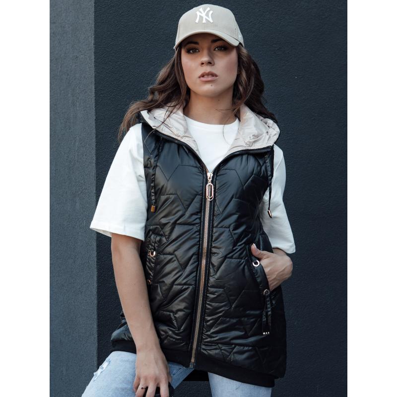 Dámska prešívaná vesta s kapucňou COLINE čierna