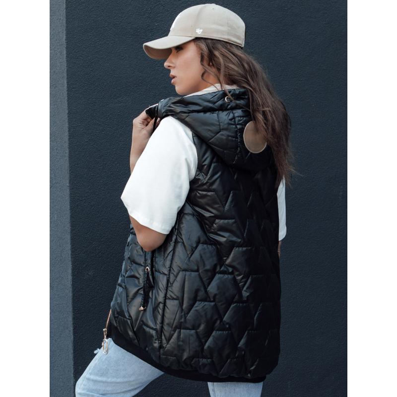 Dámska prešívaná vesta s kapucňou COLINE čierna