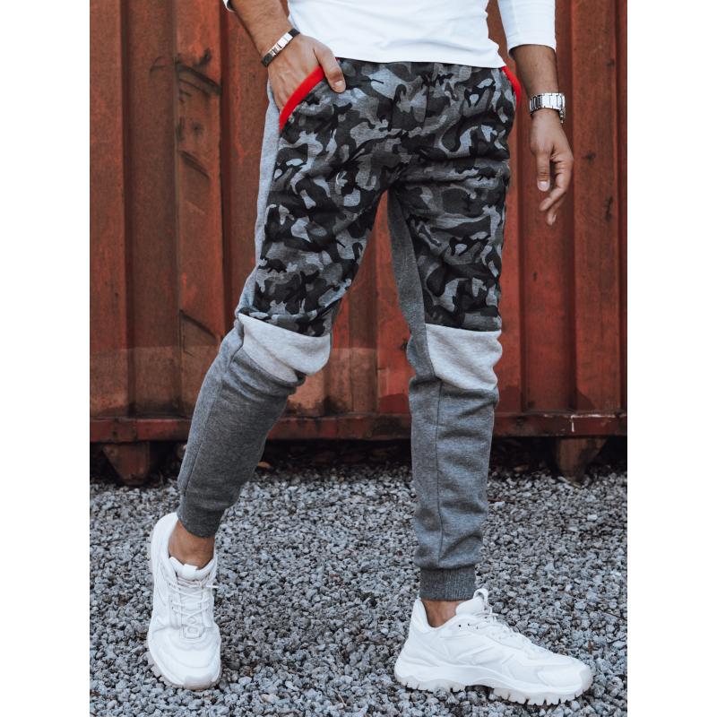 Pánské kamuflážní tepláky antracitové