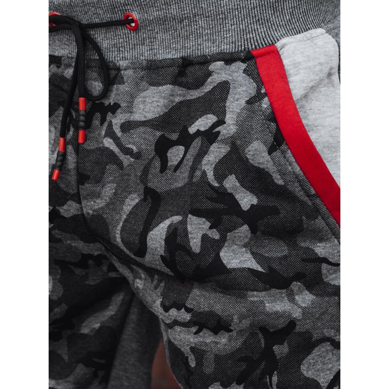 Pánské kamuflážní tepláky antracitové