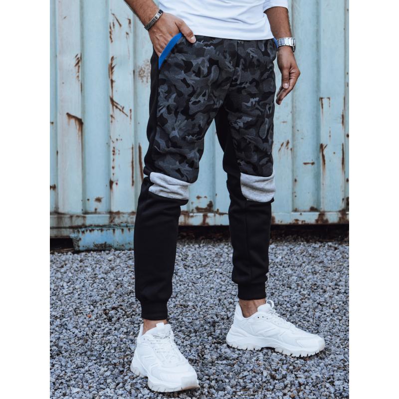 Férfi terepszínű tréningnadrág fekete
