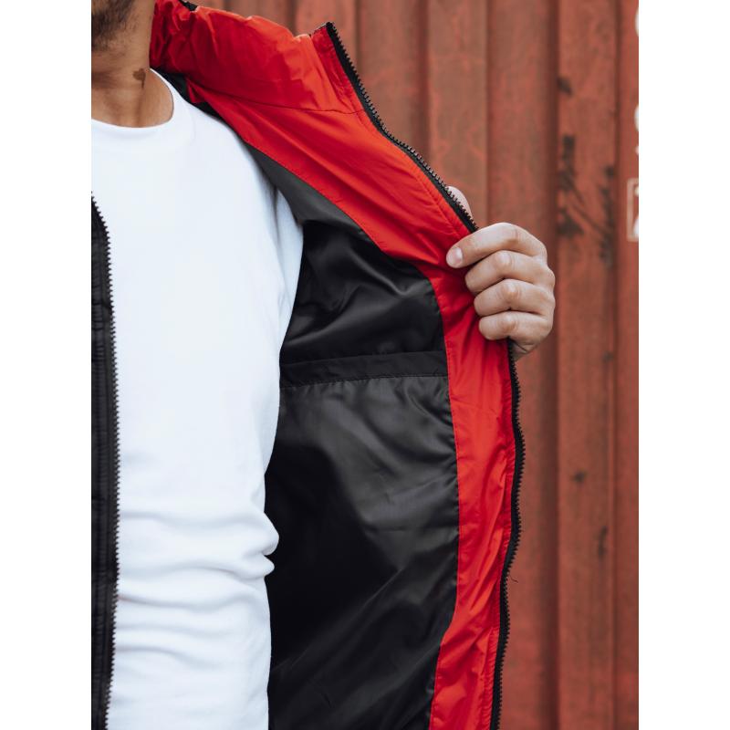 Pánská prošívaná zimní bunda s kapucí černá