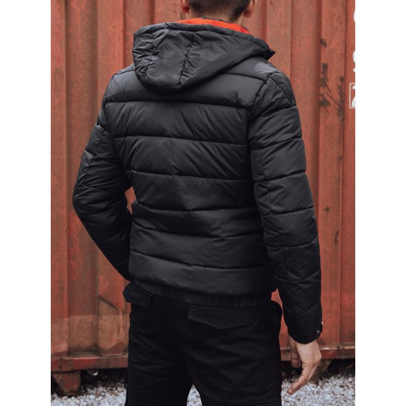 Pánská prošívaná zimní bunda s kapucí černá