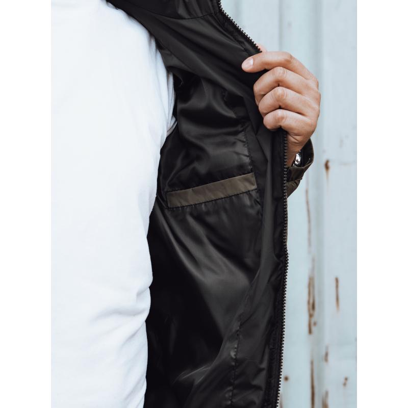 Pánská prošívaná zimní bunda s kapucí zelená