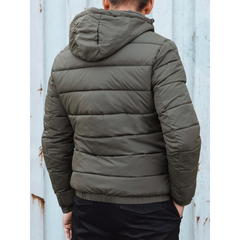 Pánská prošívaná zimní bunda s kapucí zelená