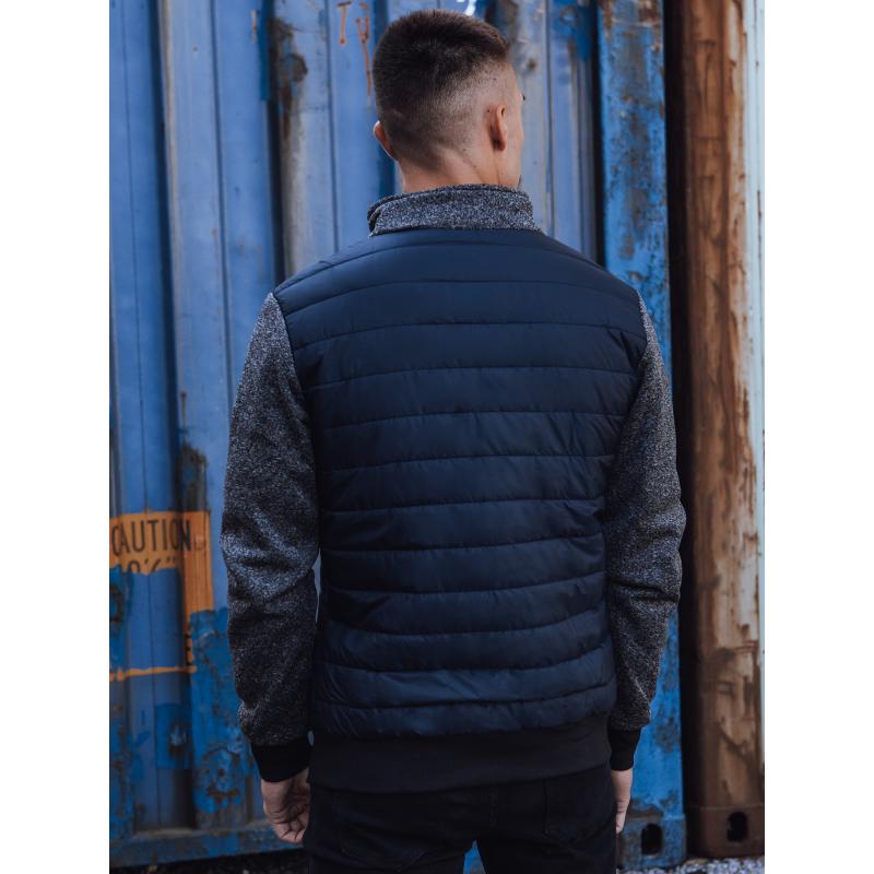 Pánska prechodná bunda prešívaná tmavomodrá