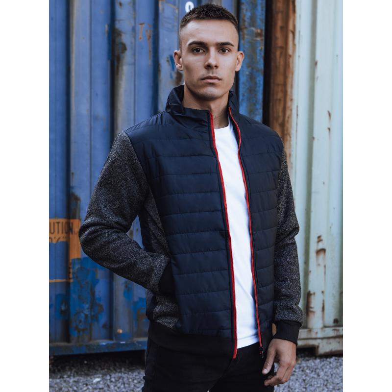 Pánska prechodná bunda prešívaná tmavomodrá