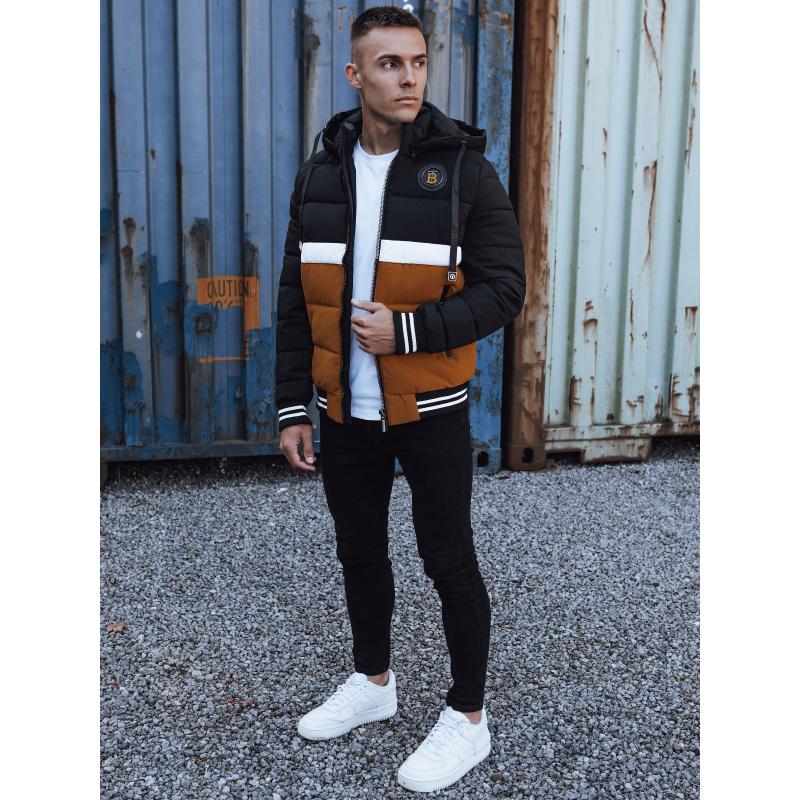 Pánská zimní bunda prošívaná s kapucí černá