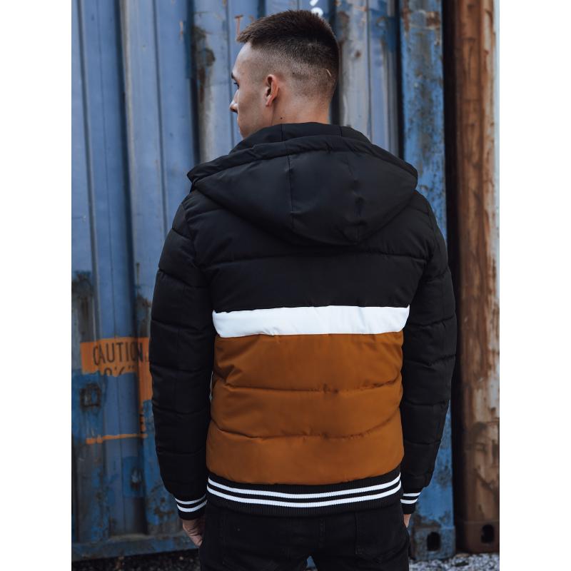 Pánská zimní bunda prošívaná s kapucí černá