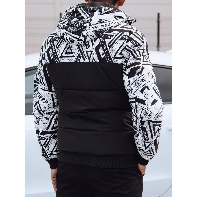 Pánská zimní bunda prošívaná s kapucí bílá