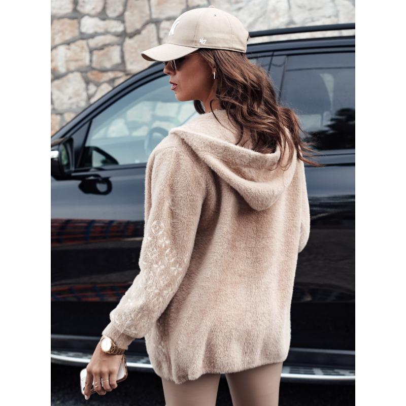 Dámský alpakový kabát WINONA s kapucí tmavě béžový