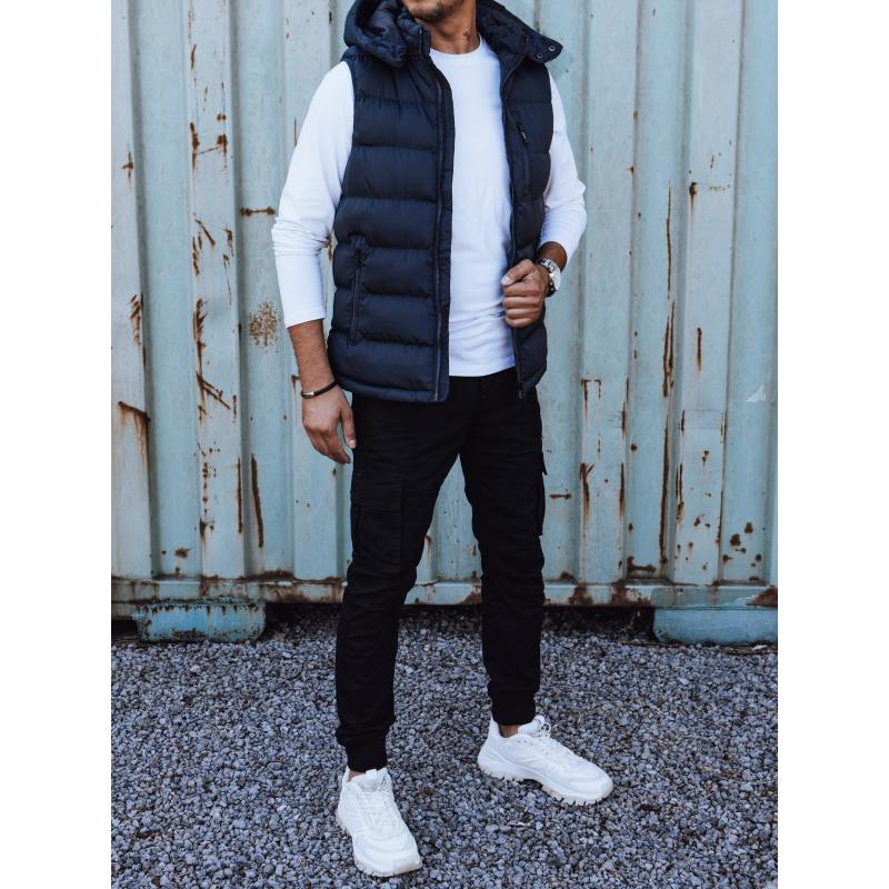 Férfi steppelt kapucnis mellény OLLIA kék