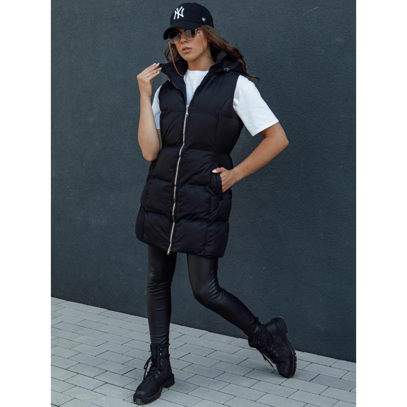 Dámska prešívaná dlhá vesta VIANA čierna