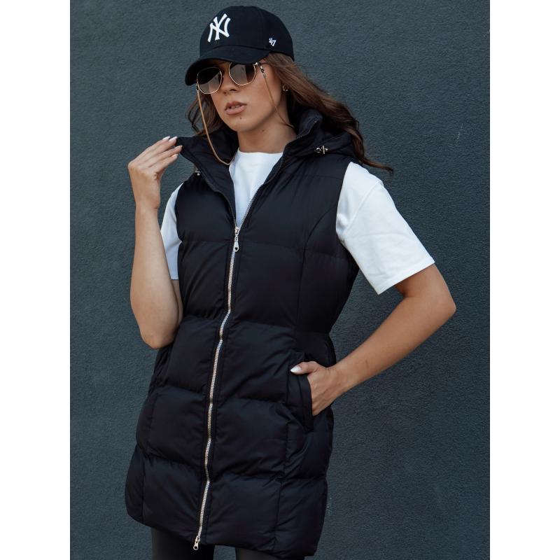 Dámska prešívaná dlhá vesta VIANA čierna