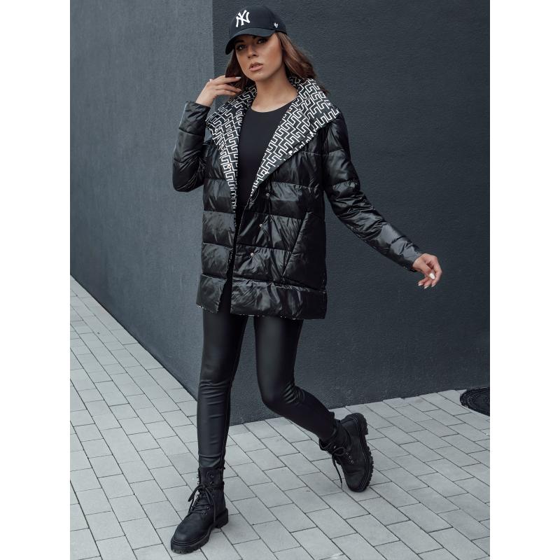 Dámská přechodná prošívaná bunda s kapucí MINTY DATE černá