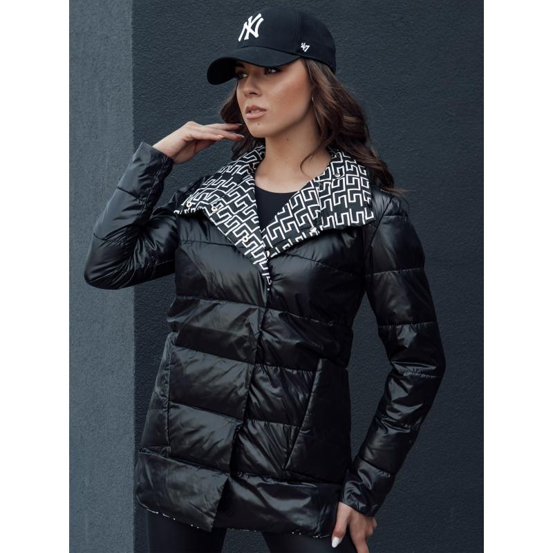 Dámská přechodná prošívaná bunda s kapucí MINTY DATE černá