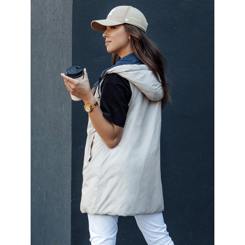 Dámska prešívaná vesta s kapucňou MELANI tmavomodrá