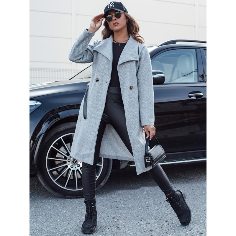 Női őszi hosszú kabát CELESTIA világosszürke