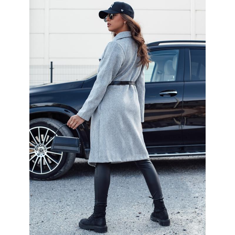 Női őszi hosszú kabát CELESTIA világosszürke
