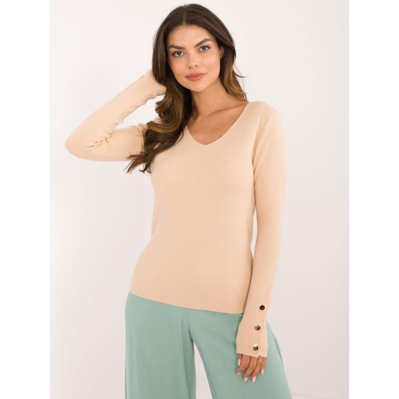 Dámský svetr s dlouhým rukávem klasický béžový 