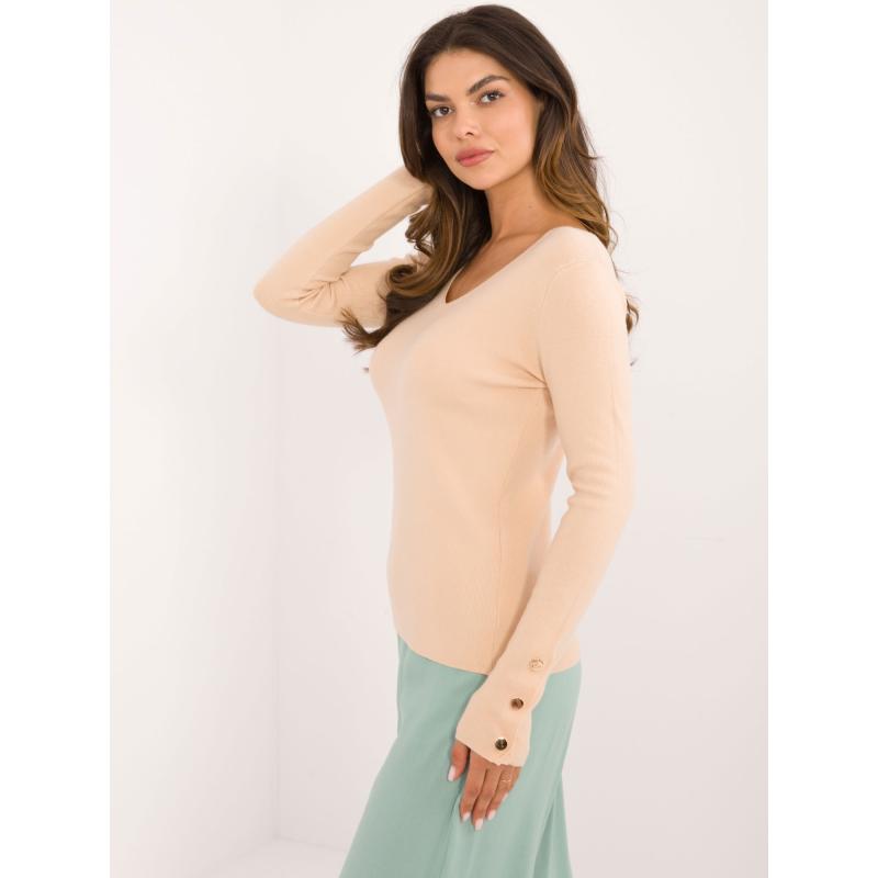 Dámský svetr s dlouhým rukávem klasický béžový 