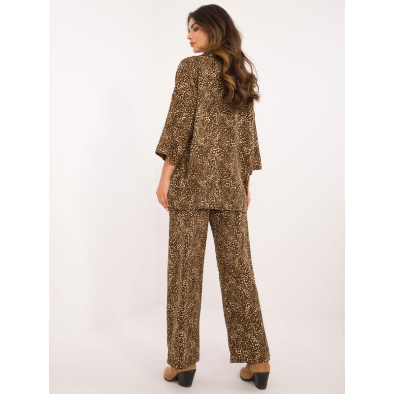 Dámský komplet s leopardím vzorem tmavě béžový a černý 