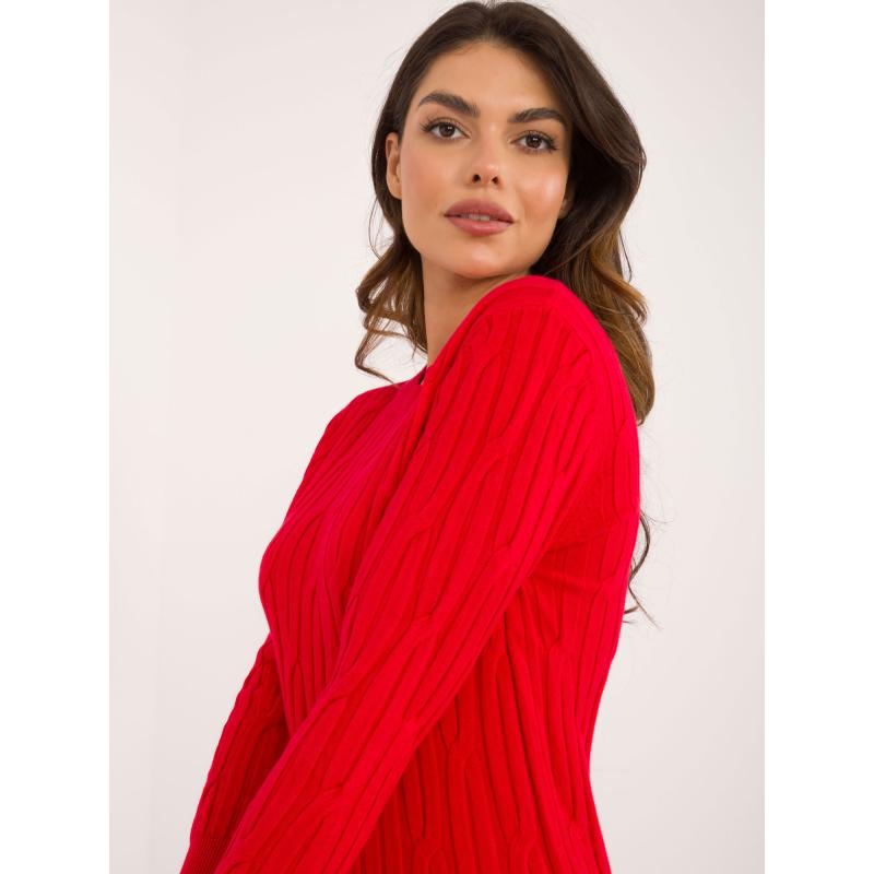 Dámský svetr s kulatým výstřihem červený 