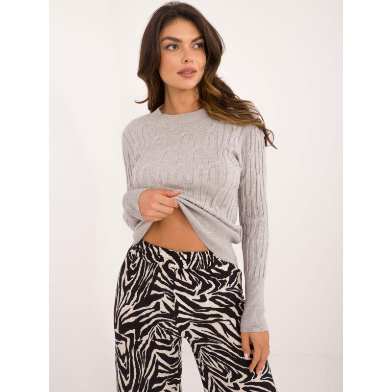 Női hosszú ujjú pulóver szürke