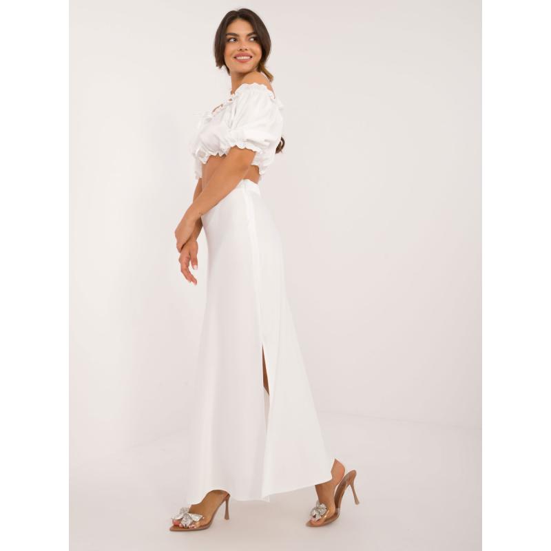 Dámský komplet se sukní s rozparkem bílý 